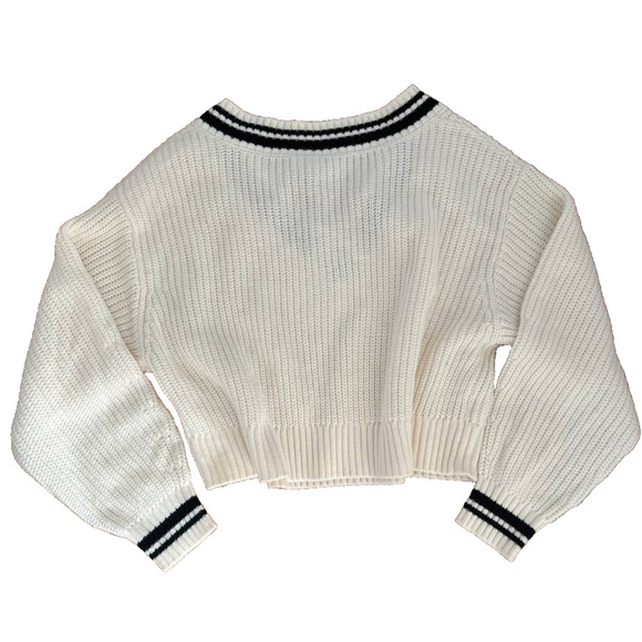H&M ivory v-neck sweater knitted Y2K preppy style SIZE XS A001891 - Picture 8 of 8
